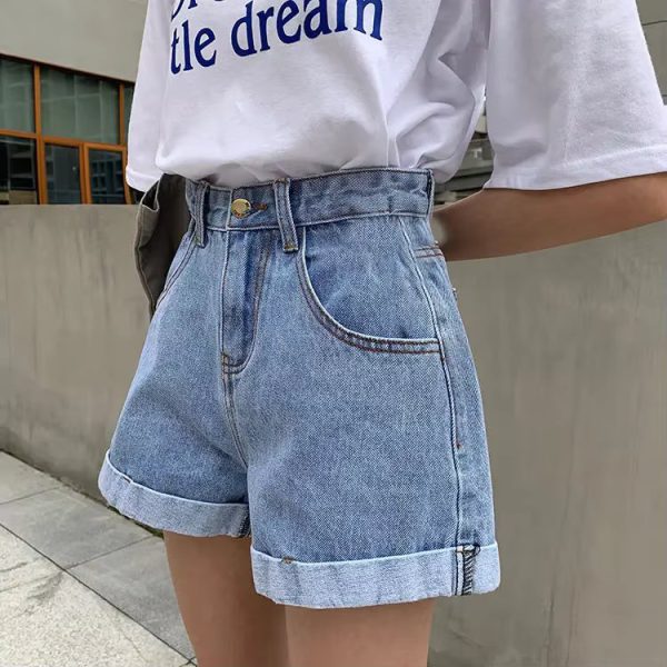 Cowboy High Waisted Slim Cotton A-line Jeans Denim Shorts - Image 5