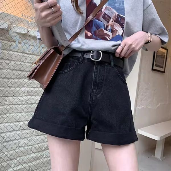 Cowboy High Waisted Slim Cotton A-line Jeans Denim Shorts - Image 7