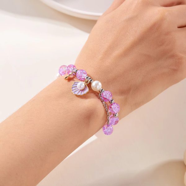 Cute Popcorn Beads Shells Pearl Pendant Glass Beaded Bracelet