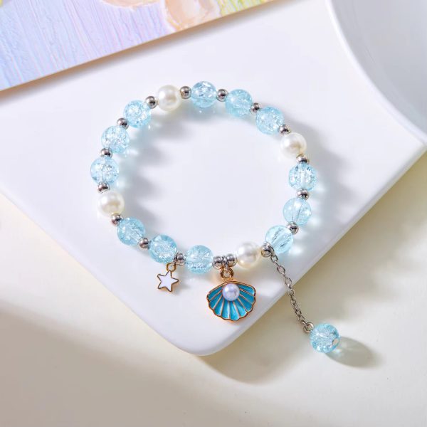 Cute Popcorn Beads Shells Pearl Pendant Glass Beaded Bracelet - Image 2