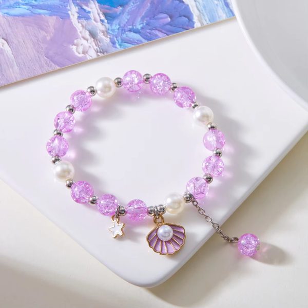 Cute Popcorn Beads Shells Pearl Pendant Glass Beaded Bracelet - Image 3