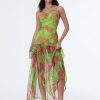 Elegant Floral Strapless Party Dress with High Slit - Image 4