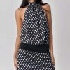Elegant Polka Dot Halter Backless Patchwork Sleeveless Slim Mini Dress - Image 5