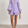 Elegant V-Neck Long Sleeve Classic Pleated Casual Slim Mini Dresses - Image 6