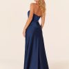 A-Line Floor-Length Zipper Satin Fabric Bridesmaid Dress - Image 2