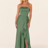 A-Line Floor-Length Zipper Satin Fabric Bridesmaid Dress - Image 6
