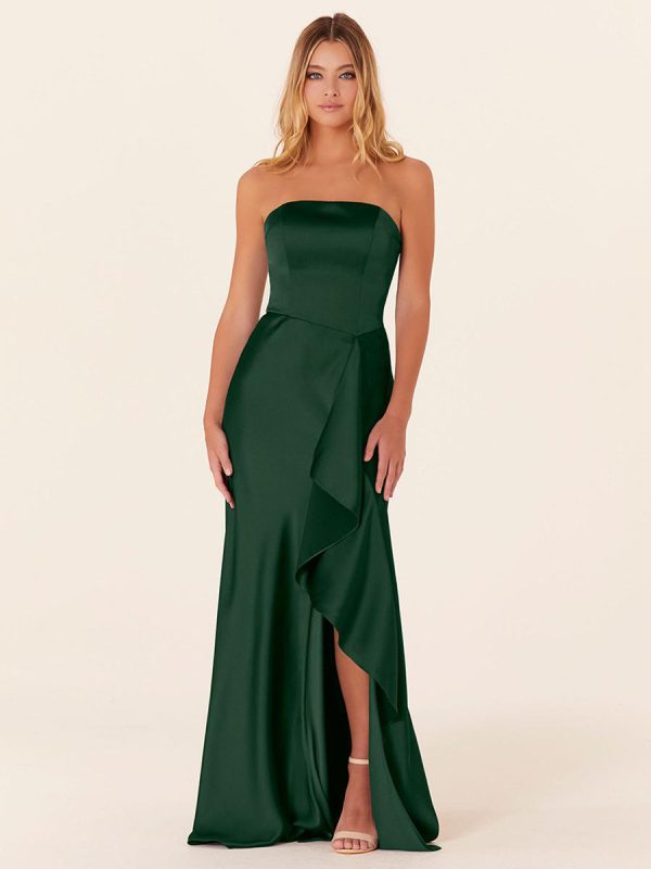 A-Line Floor-Length Zipper Satin Fabric Bridesmaid Dress - Image 7