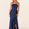 A-Line Floor-Length Zipper Satin Fabric Bridesmaid Dress - Image 8