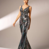 Formal V Neck Sequin Slim High Quality Luxury Elegant Jumpsuit - Image 2