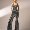 Formal V Neck Sequin Slim High Quality Luxury Elegant Jumpsuit - Image 4