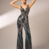 Formal V Neck Sequin Slim High Quality Luxury Elegant Jumpsuit - Image 5