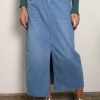 High Waist A Line Fashion Maxi Denim Jeans Long Skirt With Slit - Image 8