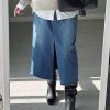 High Waist A Line Fashion Maxi Denim Jeans Long Skirt With Slit - Image 3
