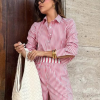 Loose Fashion Stripe Print Elegant Long Sleeve Shirt With High Waist 2 Piece Sets