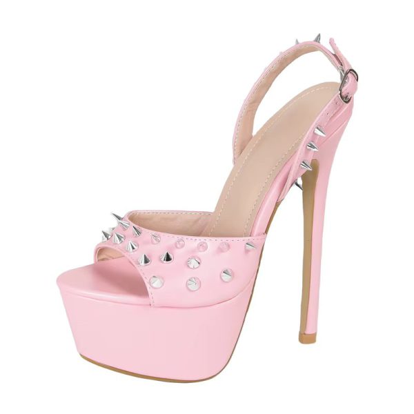 Metal Rivet Fashion Strap Platform Stripper High Heels Sandals - Image 7
