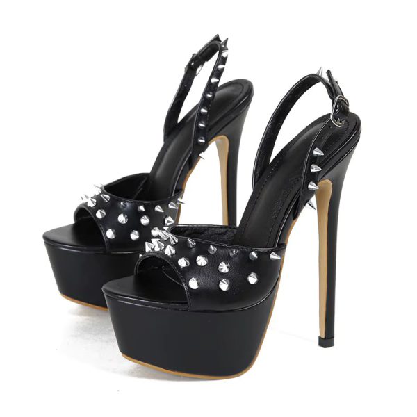 Metal Rivet Fashion Strap Platform Stripper High Heels Sandals - Image 2