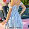 Off-Shoulder Fashion Tiered A-line Floral Mini Dress - Image 3