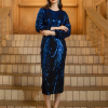 Round Neck Lantern Fashion Sleeves Sequin Luxury Dress