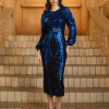 Round Neck Lantern Fashion Sleeves Sequin Luxury Dress - Image 3