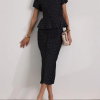 Short Sleeve Shirt  Fashion With High Waist Slim Print Skirts 2 Piece Set