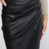 Split High Waist Fashion Zipper PU Front Slit Faux Leather Skirts - Image 12