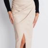 Split High Waist Fashion Zipper PU Front Slit Faux Leather Skirts