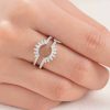 925 Sterling Silver Sunflower Enhancer Adjustable Cubic Zircon Fine Ring