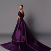 A-Line Off-The-Shoulder With Train Sleeveless Lace-up Pleated Satin Pageant Dresses - Image 16