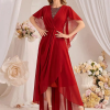 Asymmetrical Hem Fashion Cape Sleeves Maxi Party Dress - Image 2
