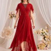 Asymmetrical Hem Fashion Cape Sleeves Maxi Party Dress - Image 3