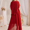 Asymmetrical Hem Fashion Cape Sleeves Maxi Party Dress - Image 4