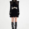 Beaded Velvet Hollow Out Fashion Long Sleeve Designer Dresses - Image 3