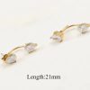 C-shaped Elegant Front and Back Waterdrop Pattern Zircon Stainless Steel Earrings - Image 5