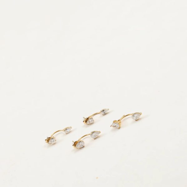 C-shaped Elegant Front and Back Waterdrop Pattern Zircon Stainless Steel Earrings - Image 6