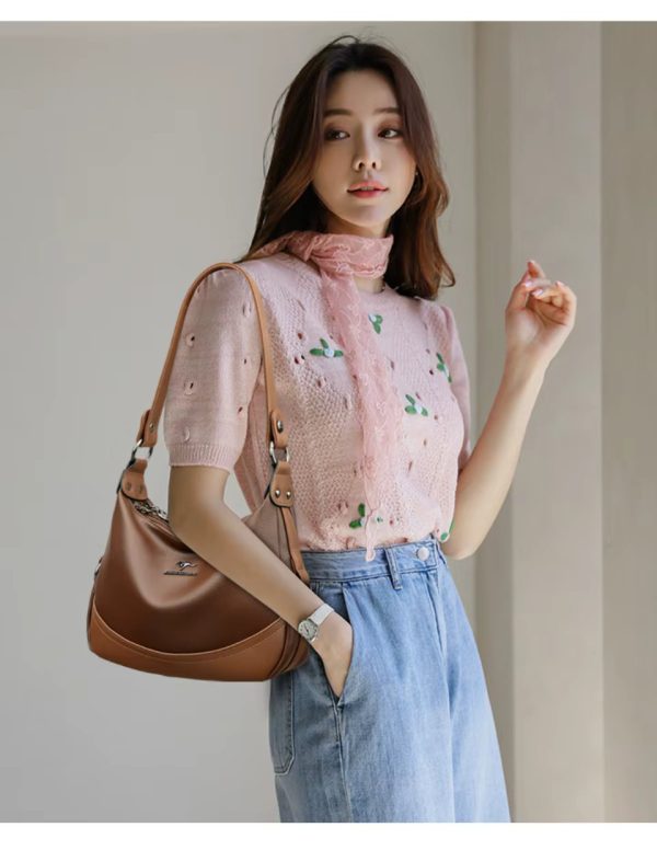 Casual High-Quality Leather Messenger Luxury Designer Shoulder Crossbody Bag - Image 9