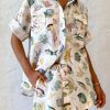 Casual Loose Lanyard 2 Pieces  Short Sleeve Tops And Short Set - Image 2