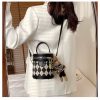 Designer Zipper Small Bucket Fashion Shoulder Bag With Brown Doll Charm - Image 6