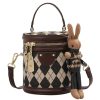 Designer Zipper Small Bucket Fashion Shoulder Bag With Brown Doll Charm - Image 8
