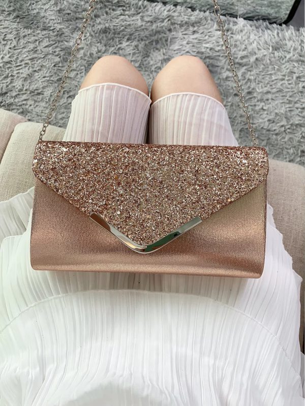 Elegant And Fashionable Glitter Bling And Shiny Envelope Clutch Bag - Image 2