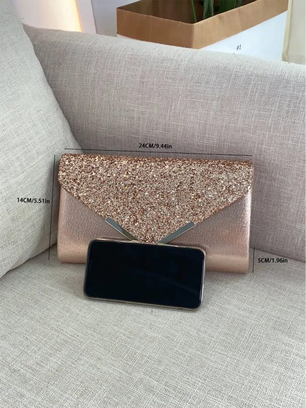 Elegant And Fashionable Glitter Bling And Shiny Envelope Clutch Bag - Image 10