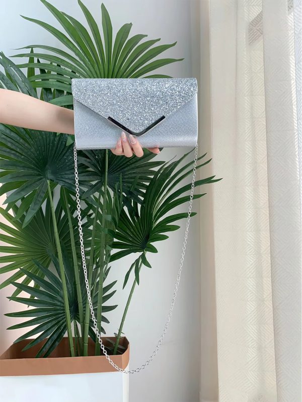 Elegant And Fashionable Glitter Bling And Shiny Envelope Clutch Bag - Image 13