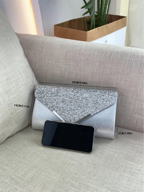 Elegant And Fashionable Glitter Bling And Shiny Envelope Clutch Bag - Image 15