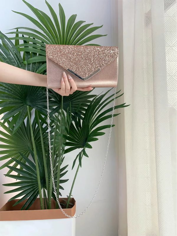 Elegant And Fashionable Glitter Bling And Shiny Envelope Clutch Bag - Image 3