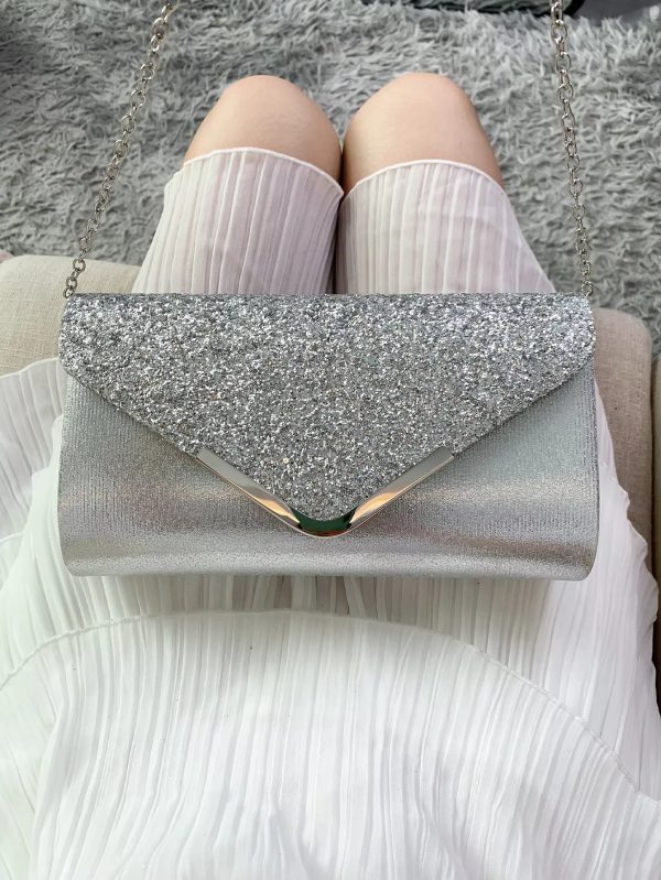 Elegant And Fashionable Glitter Bling And Shiny Envelope Clutch Bag - Image 4