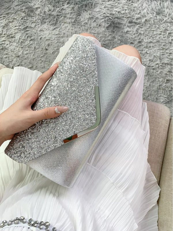 Elegant And Fashionable Glitter Bling And Shiny Envelope Clutch Bag - Image 5