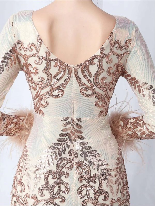 Elegant Backless Mini Sequin Bodycon Long Sleeve Evening Dresses - Image 22