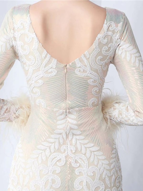 Elegant Backless Mini Sequin Bodycon Long Sleeve Evening Dresses - Image 10