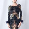 Elegant Backless Mini Sequin Bodycon Long Sleeve Evening Dresses - Image 11
