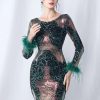 Elegant Backless Mini Sequin Bodycon Long Sleeve Evening Dresses - Image 13