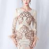 Elegant Backless Mini Sequin Bodycon Long Sleeve Evening Dresses - Image 15